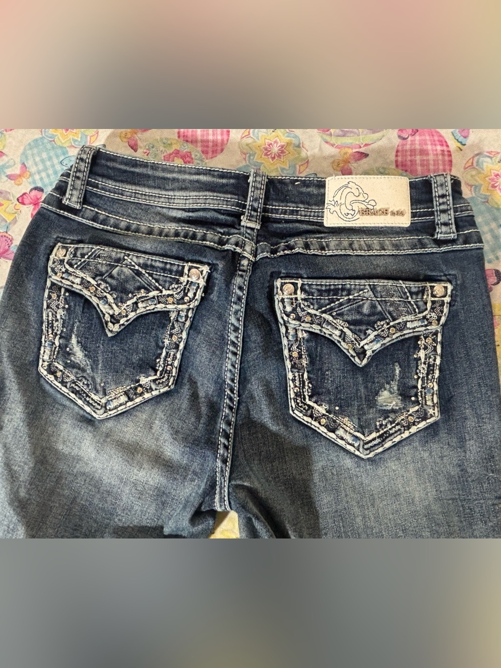 Grace Embellished Dark Blue Boot Cut Jeans